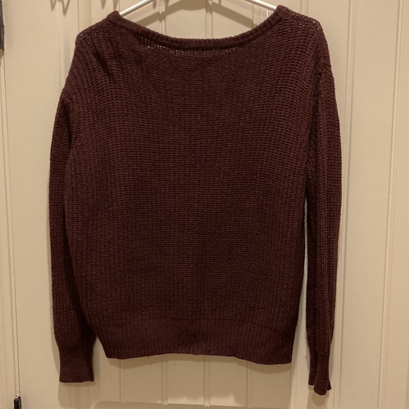 Brandy Melville Women’s One Size Pullover Lana Wool Blend Knit Sweater Burgundy - Picture 2 of 4